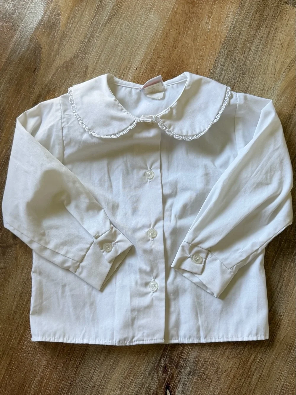 White Peter Pan Collar Button-Up Shirt for Kids